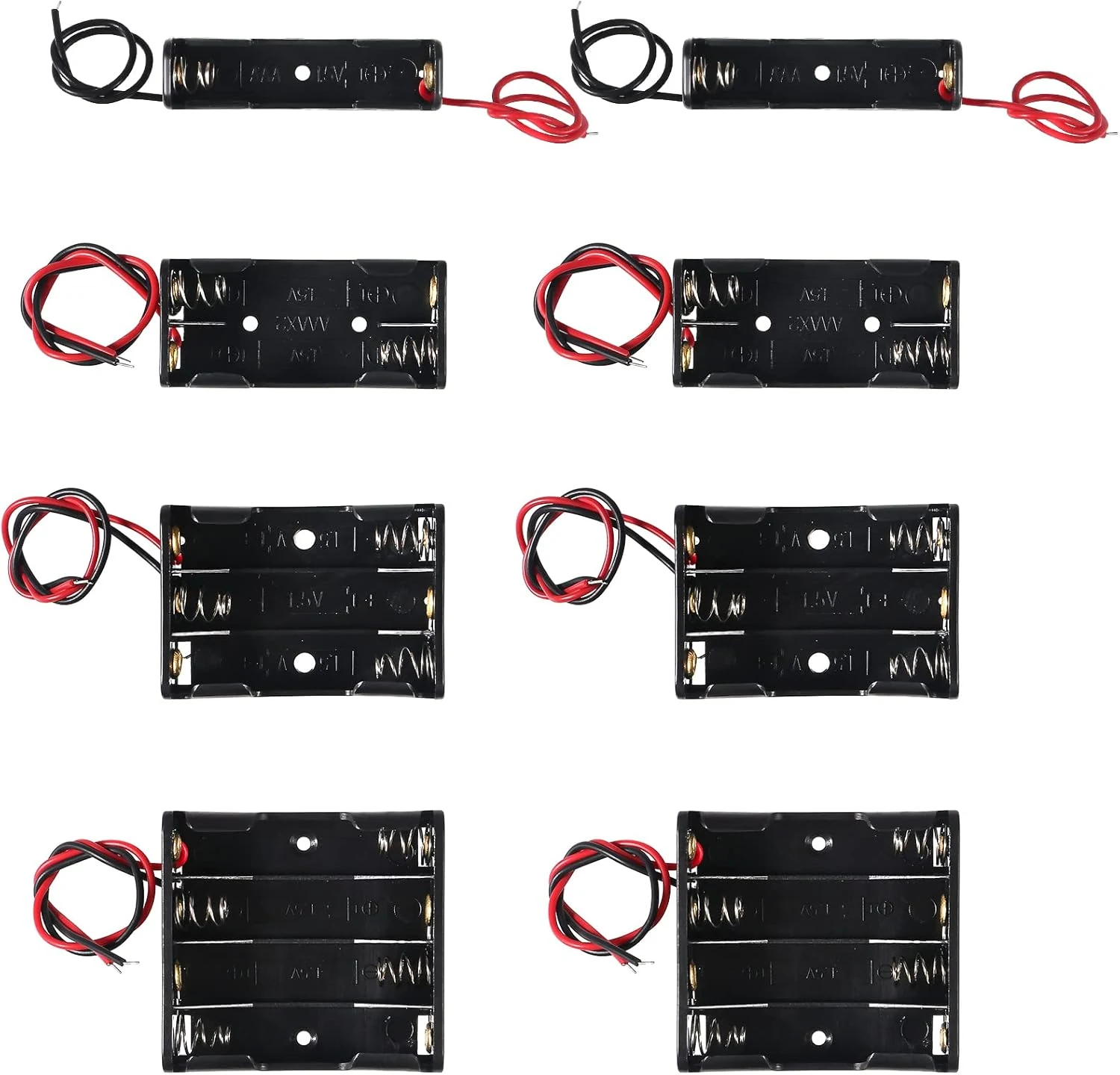 DIANN 8pcs AAA Battery Holder 2pcs AAA Battery Holder 1 Slot 2pcs 2 AAA Battery Holder 2pcs 3 AAA Battery Holder with Wires 2pcs 4 AAA Battery Holder Case