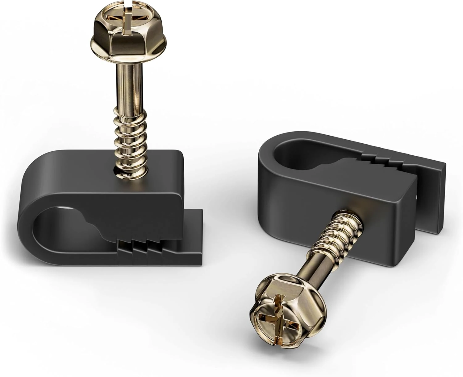 THE CIMPLE CO Single Cable Clips with Screws (1/4" Coaxial Clamp) - 100 PCS, Black