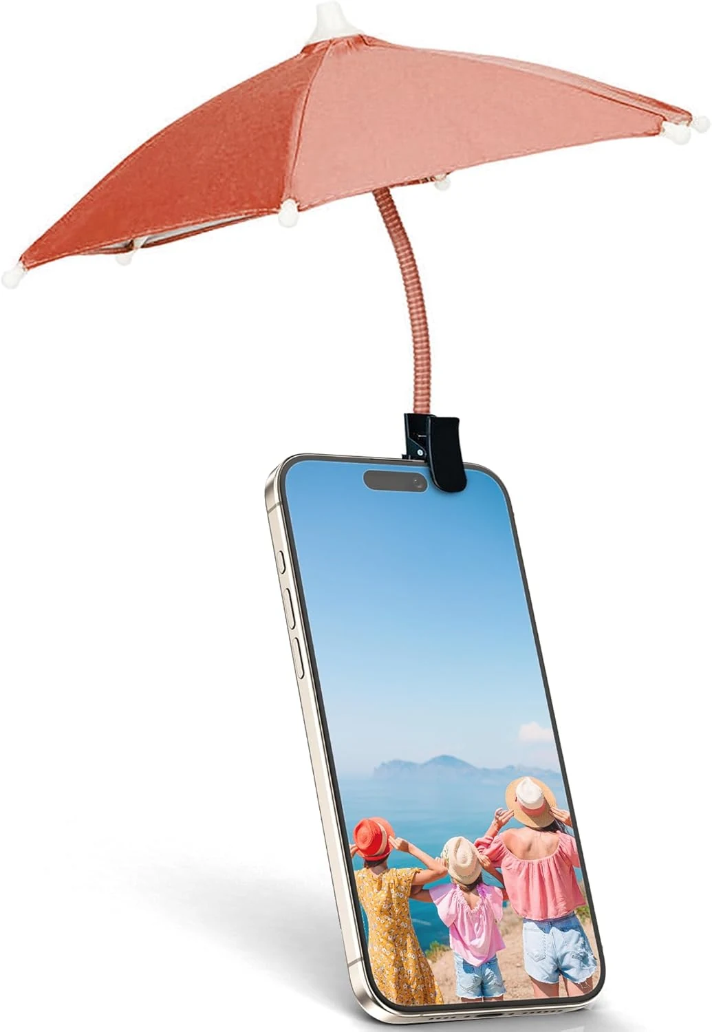 Phone Umbrella – Umbrella for Phone, Clip-On Sun Shade for Smartphones, Universal Fit, UV Protection, Outdoor Sunlight & Glare Protection (Pink)