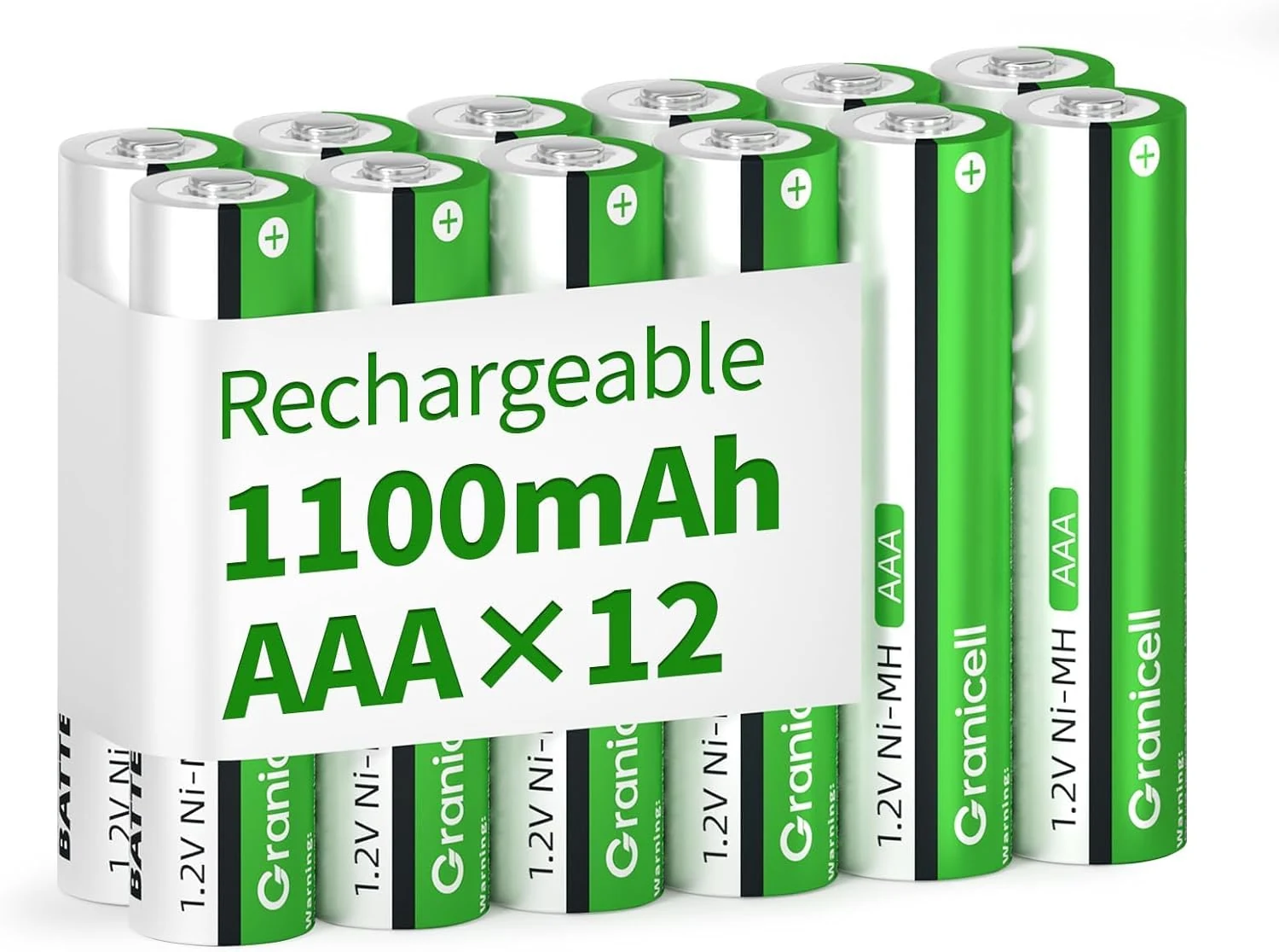 Granicell AAA Rechargeable Batteries｜Durable AAA Rechargeable Battery｜ 1100 mAh High Capacity 1300 Cycle (12-Pack)