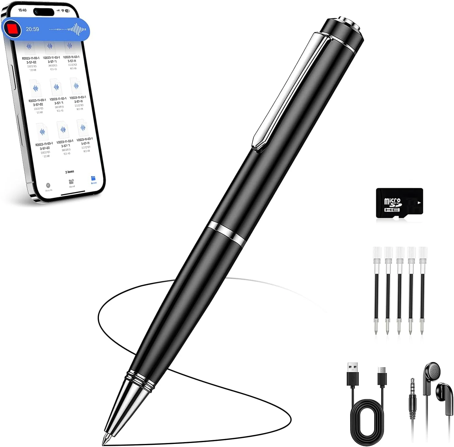 64GB Digital Voice Recorder, Audio Recorder with 25H Battery Life, Playback & Voice Activation Recording Device, Voice Activated Recorder with AI Noise Reduction
