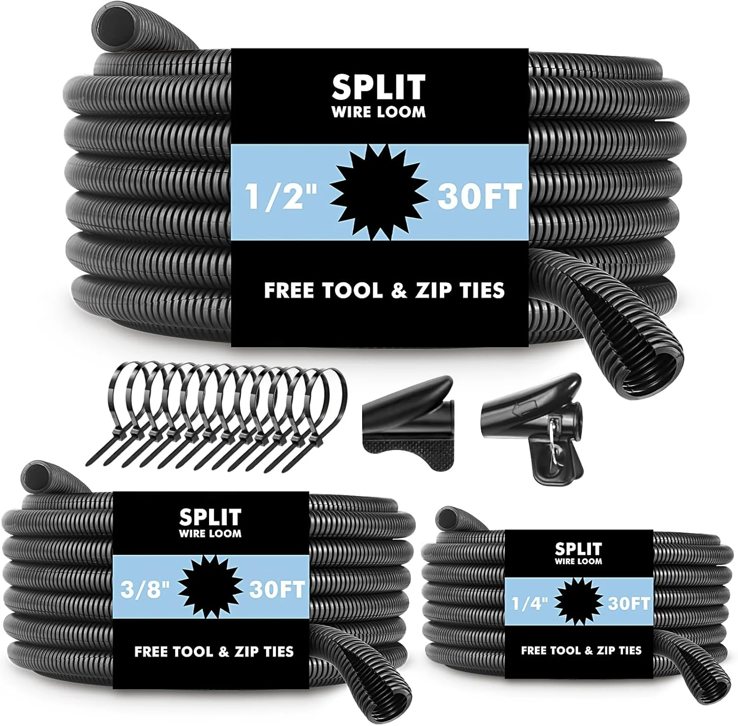 wevsuipo automotive wire loom split tubing kit