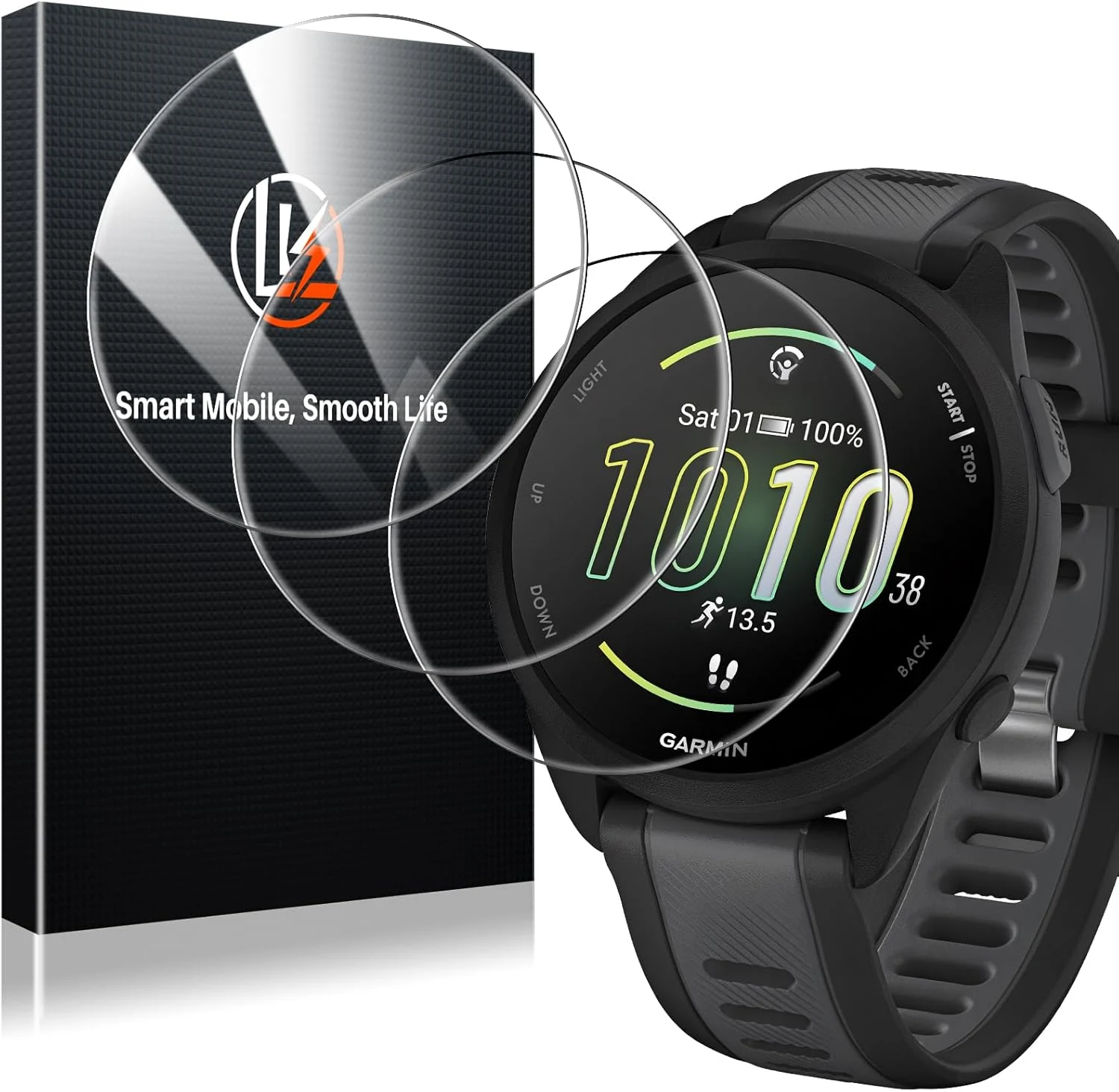 LK 3 Pack for Garmin forerunner 165/165 Music Screen Protector, Top 9H Tempered Glass