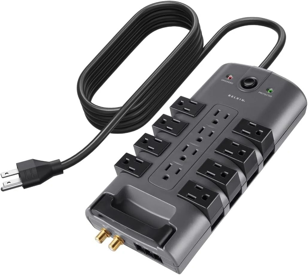 Belkin Surge Protector Power Strip w/ 8 Rotating & 4 Standard Outlets (8ft Cord, 4320 Joules)