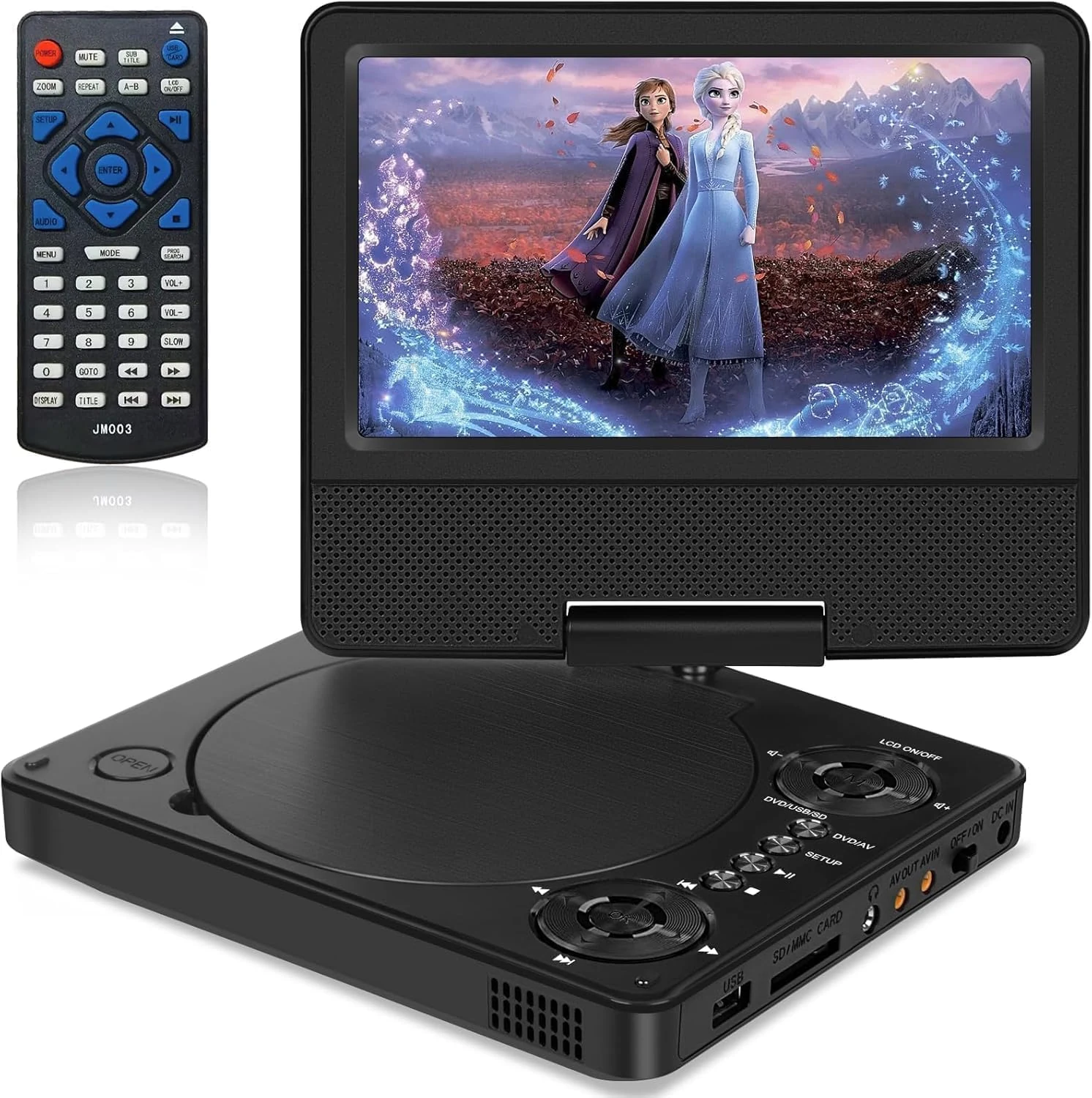 HOPYOP 9" Portable DVD Player for Kids and Car, 7" Swivel Screen