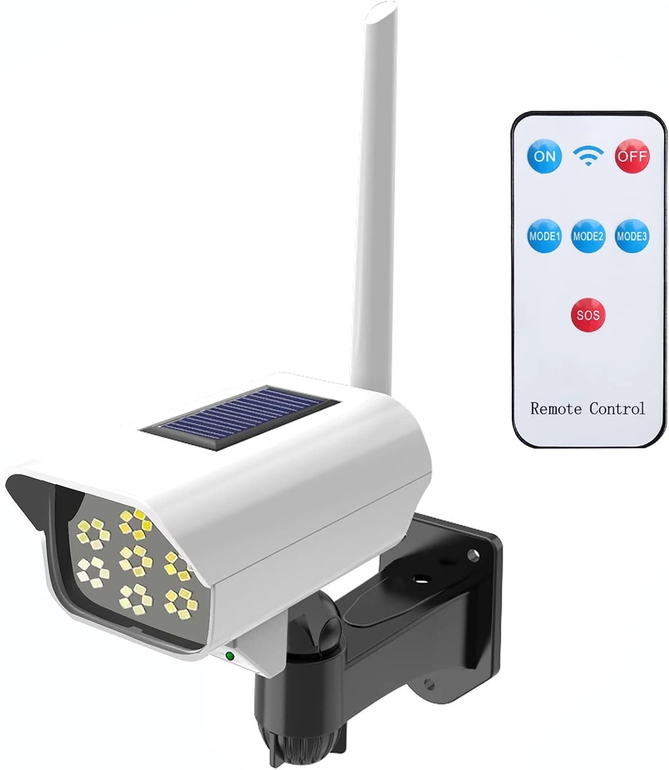 Solar Powered Fake Security Camera, Dummy Simulated CCTV Surveillance System with LED PIR Motion Sensor Detection Light