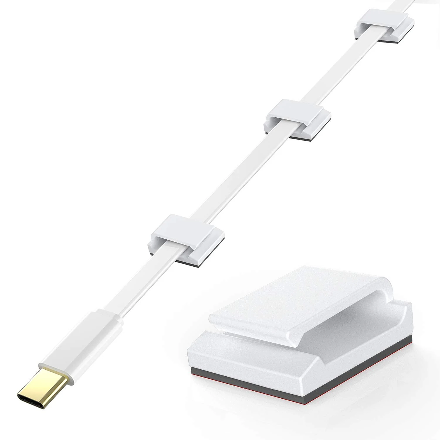 AGPTEK Ethernet Cable Clips, 100 PCS Adhesive Wire Clips, Flat Cord Clips Small Cable Holder Management for Home Wall Flat Ethernet Network Cord Organizer, Decoration Fairy Light Sticky Hooks, White