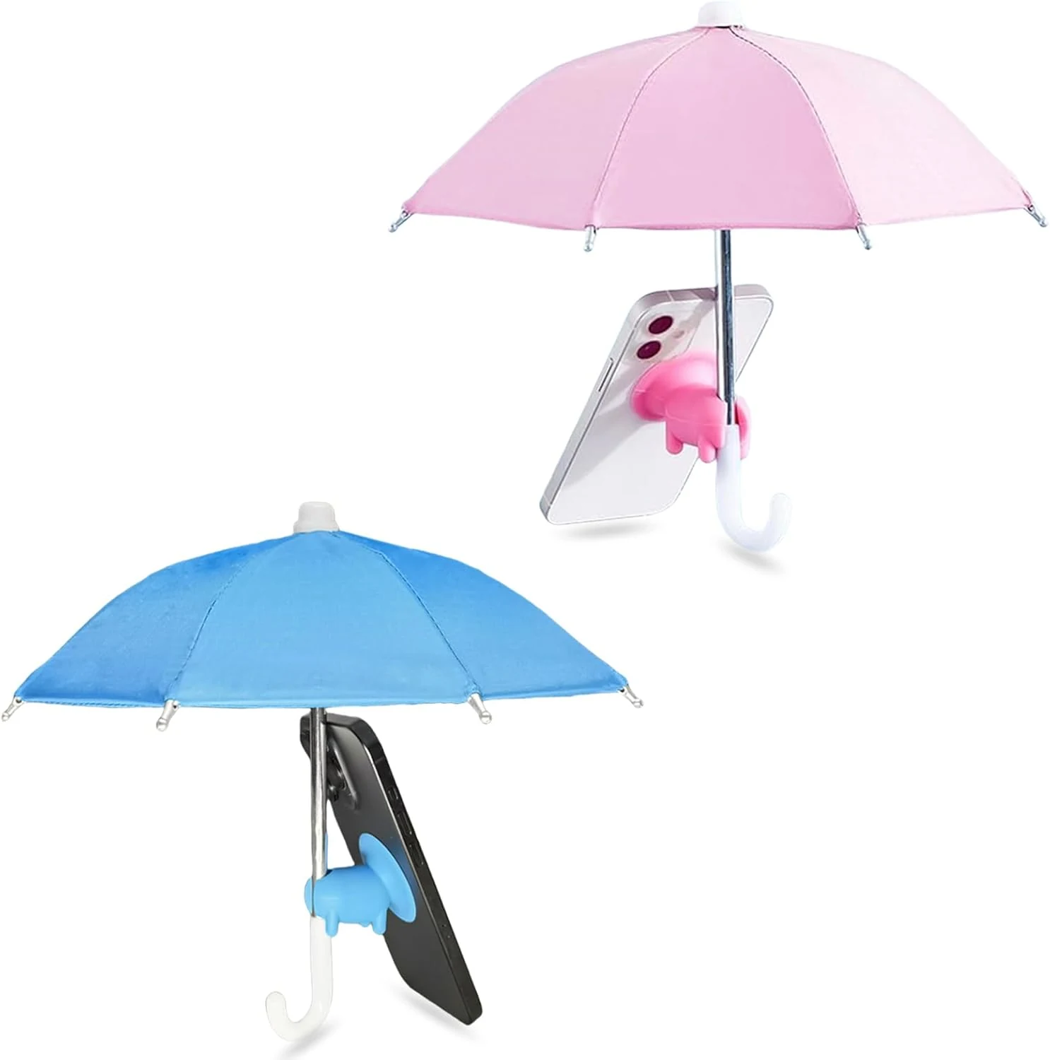 TS-MAYKA 2 Pcs Phone Umbrella for Sun, Mini Umbrella Cell Phone Sun Shade with Cute Piggy Suction Cup Stand