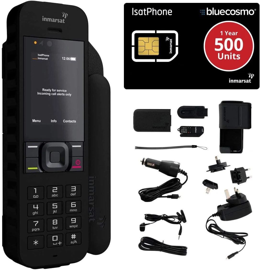 BlueCosmo Inmarsat IsatPhone 2.1 Satellite Phone Kit & 500 Unit Prepaid SIM (365 Days)