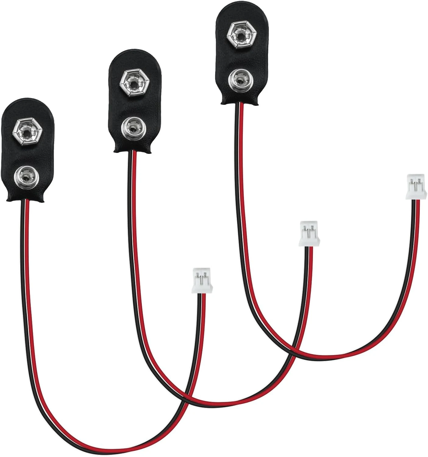 SDTC Tech 3 Pack 9V Battery Snap to 2-Pin PH2.0 Connector Cable (15cm)