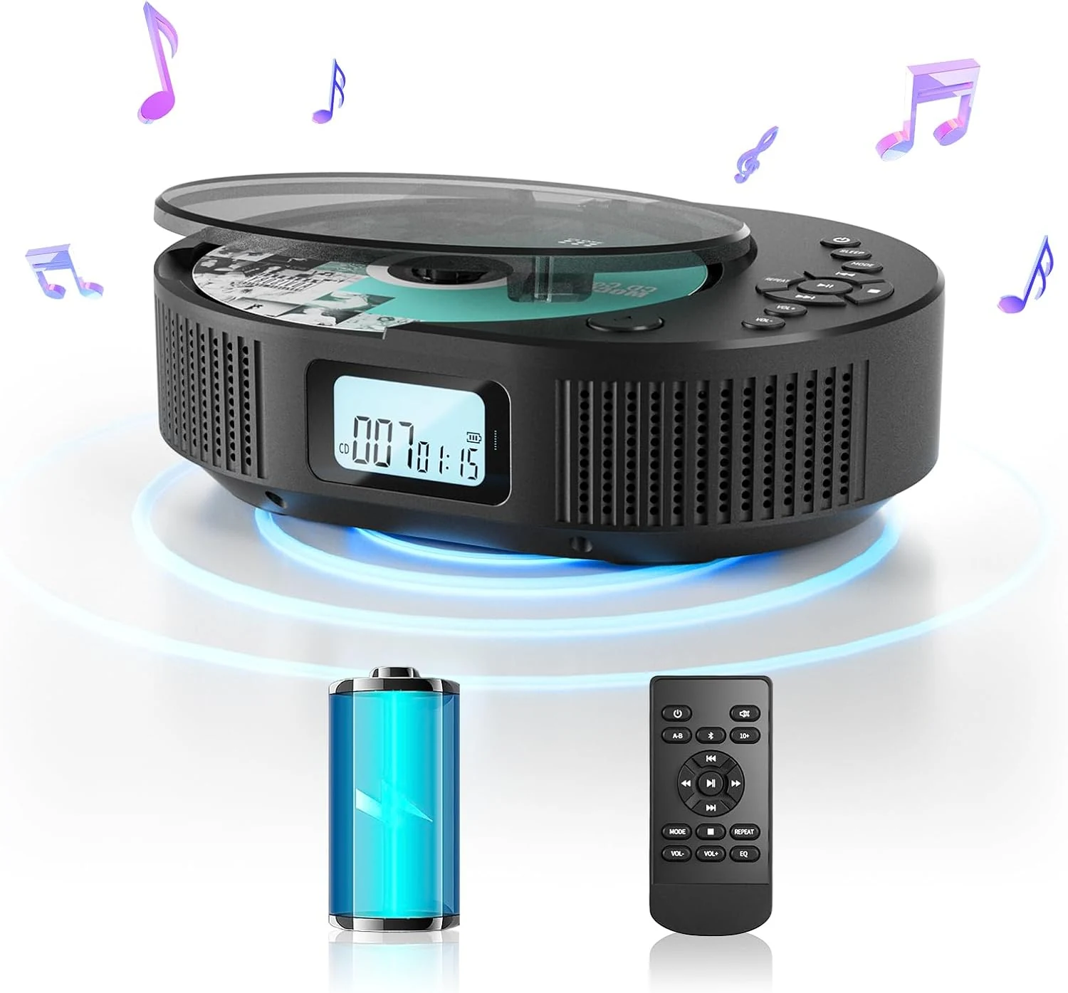 CD Player Portable, FELEMAN Upgraded 2 in 1 Portable CD Player & Bluetooth Speaker