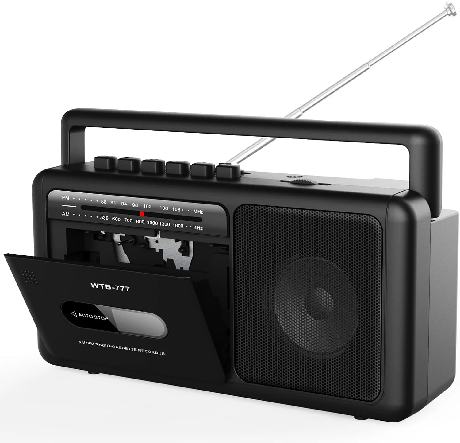 WTB-777 Portable Cassette Player Boombox, AM/FM Radio Stereo with Bluetooth