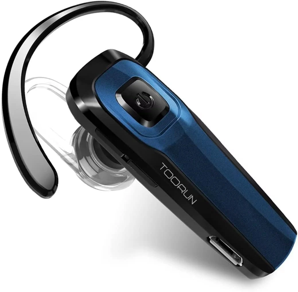 TOORUN Bluetooth Earpiece, M26 Bluetooth Headset Handsfree V5.0 Wireless Earpiece Headphone (Blue)