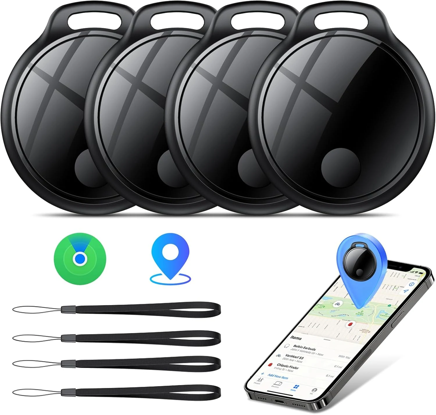 Air Tracker Tags-4 Pack: Smart Bluetooth Tracker, Compatible with Apple Find My APP (iOS Only)
