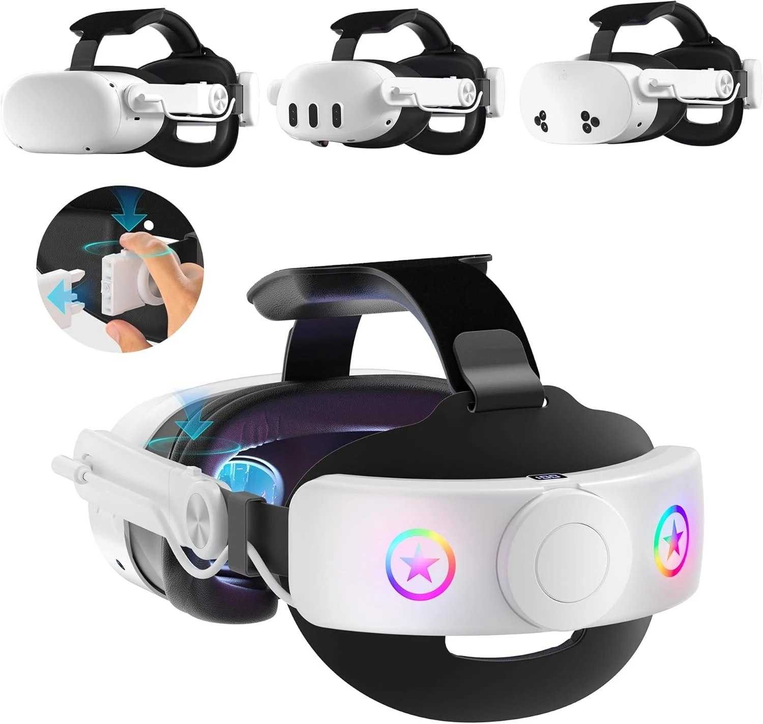 VR Head Set Strap with 10000mAh Battery for Meta Quest 3/3S