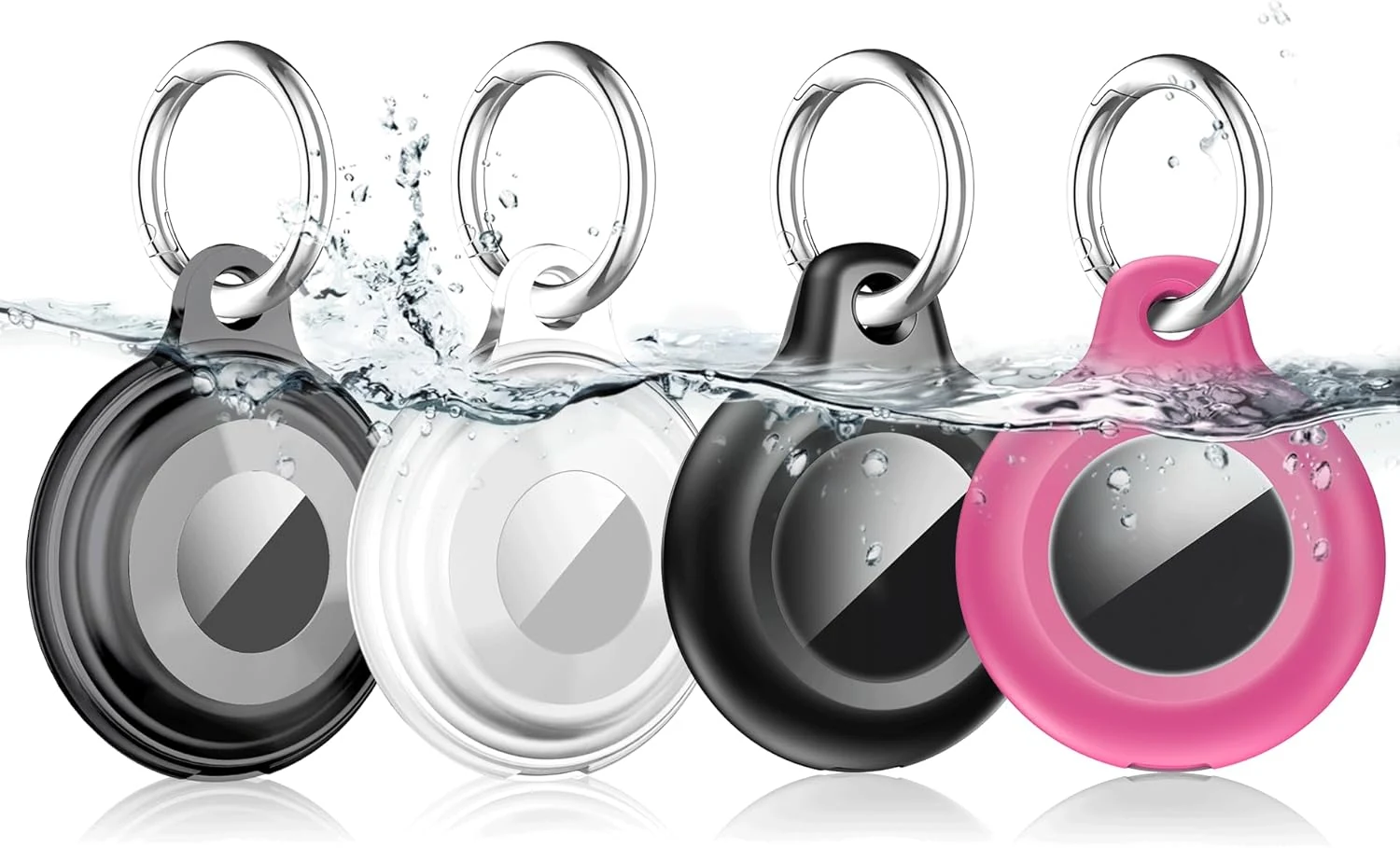4 Pack Waterproof for Airtag Holder Case with Keychain, Shockproof & Dustproof Airtags Key Chain