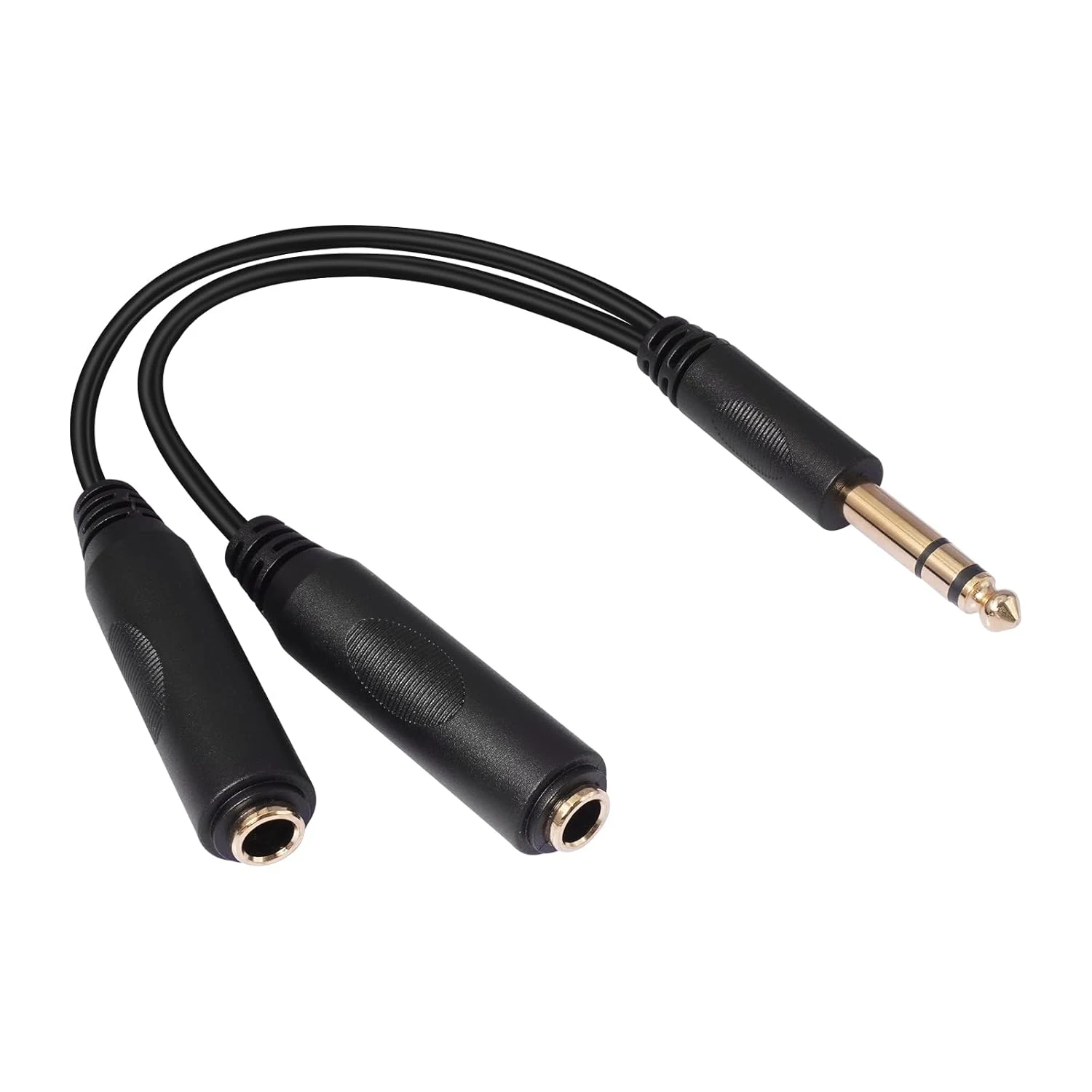 6.35mm 1/4 inch Male Plug Stereo to 2 Dual 1/4 "TRS Female Jack Connector Audio Speaker Cable, Y Splitter Adapter Cable (20CM / 8Inch)