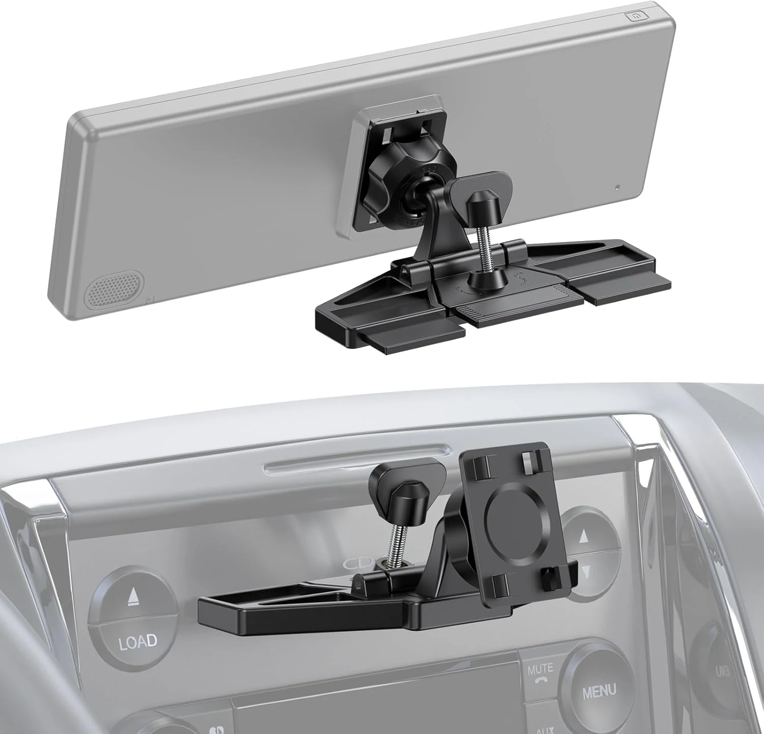 CD Slot Mount for CarPlay Screen 360° Rotation Tool-Free Installation Sturdy and Secure Compatible with in-Car Monitors CD Slot CarPlay Mount