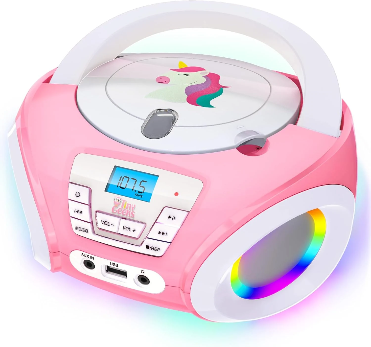TinyGeeks Tunes Kids Boombox CD Player for Children - Rose