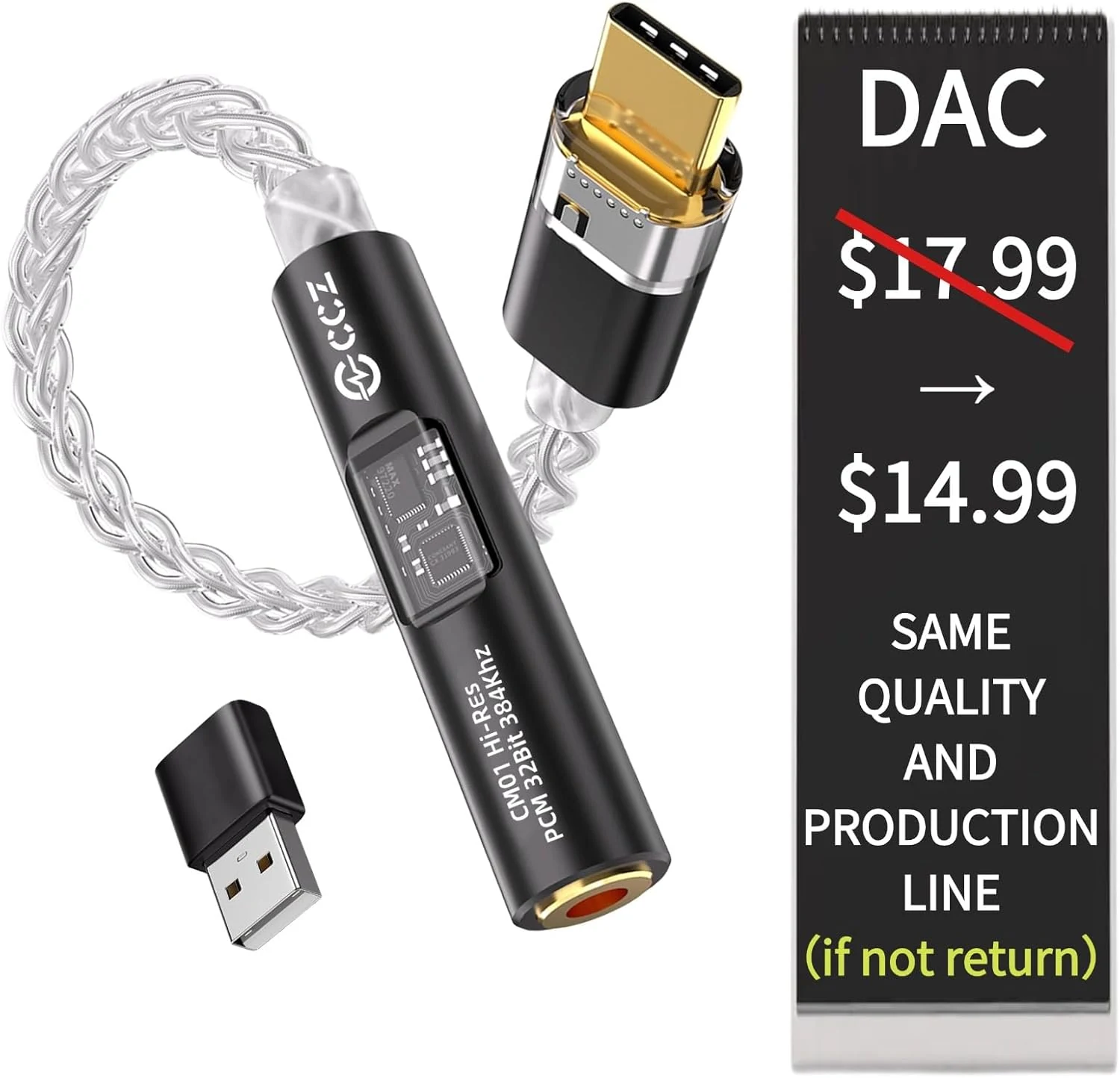 2026 Latest USB C DAC Audio Adapter with Headphone Amplifier, USB C to 3.5mm Audio Adapter