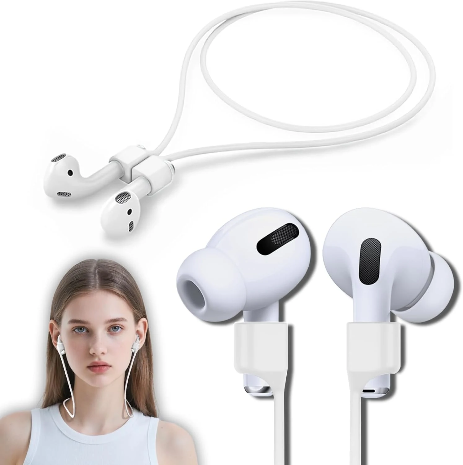 1 Pack Ultra Strong Magnetic Anti-Lost Straps for AirPods, Colorful Soft Silicone Sports Lanyard