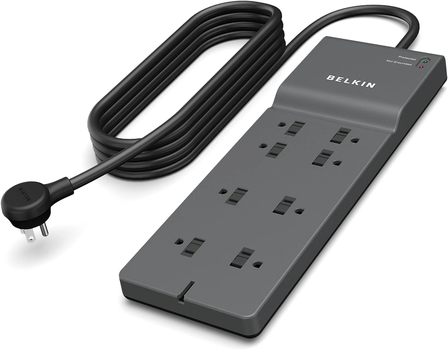 Belkin 8-Outlet Surge Protector w/ 8 AC Outlets & 8ft Long Flat Plug