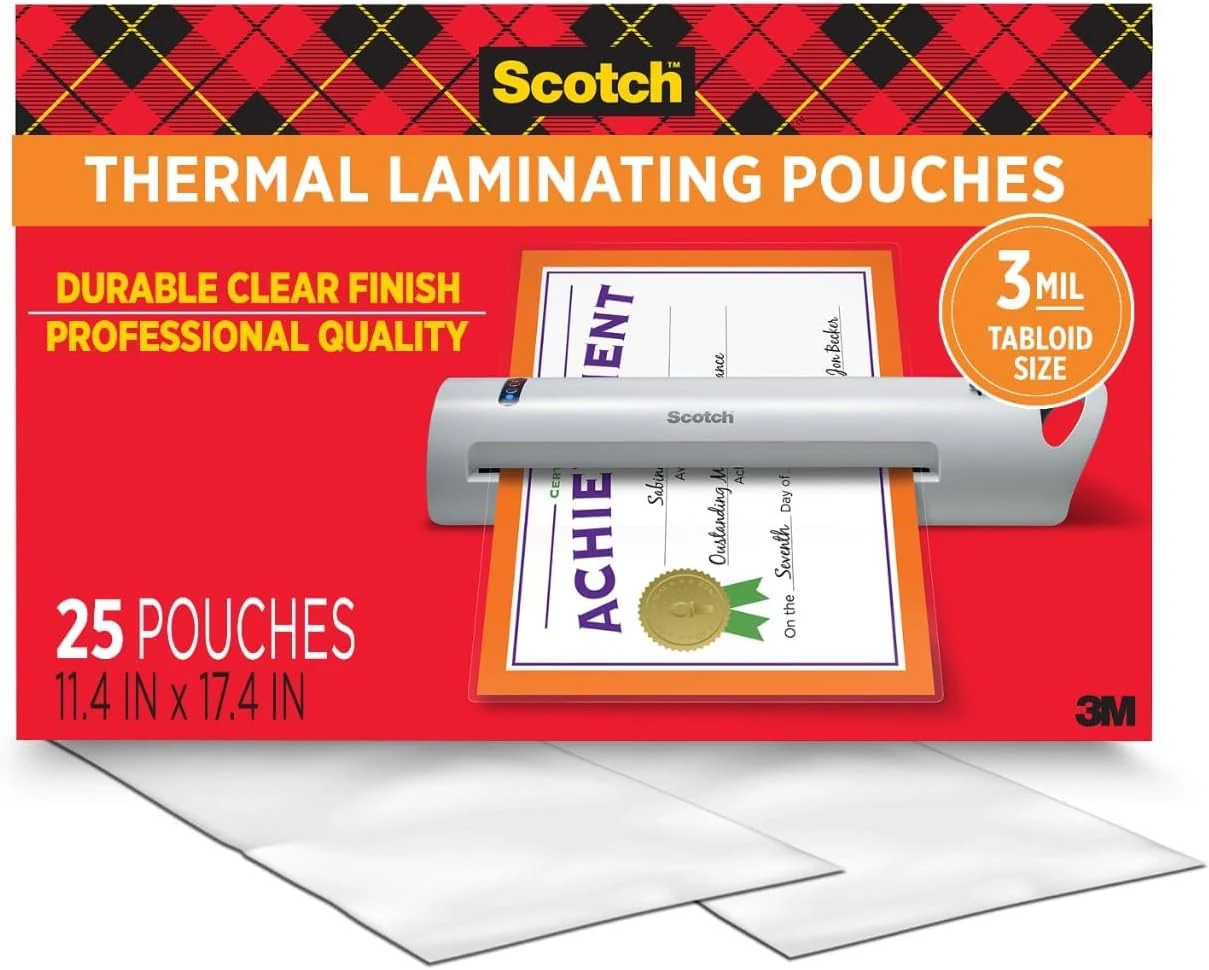 Scotch Thermal Laminating Pouches, Legal Size 11 x 17 Inches, 25 Pack Laminating Sheets, 3 Mil