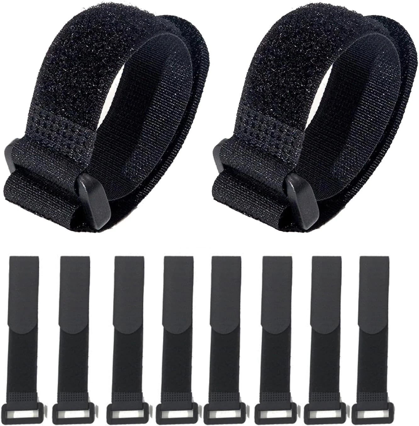 Fastening Nylon Strap with Buckle,10Pack Reusable Self-Adhesive Hook and Loop Cable Securing Straps,Adjustable Cinch Straps for Cords Organized and Tidy(1" x 8")