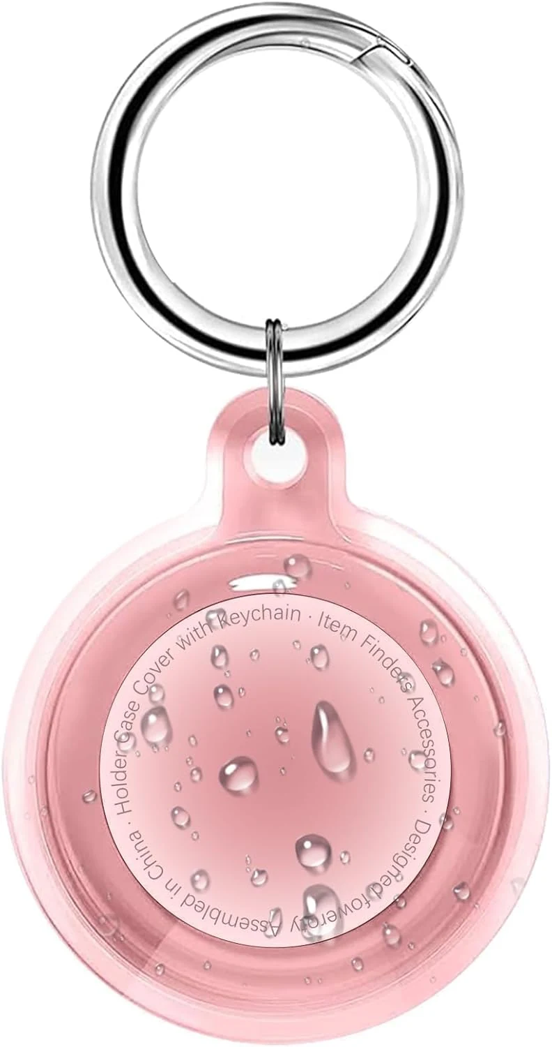 1|2|4 Pack IPX8 Waterproof Case for AirTag (2nd & 1st Gen), Full Body Holder Keychain, Anti-Scratch Cover for Apple Air Tags, Luggage, Pet Collar, Car Keys, Kids, Clear Pink