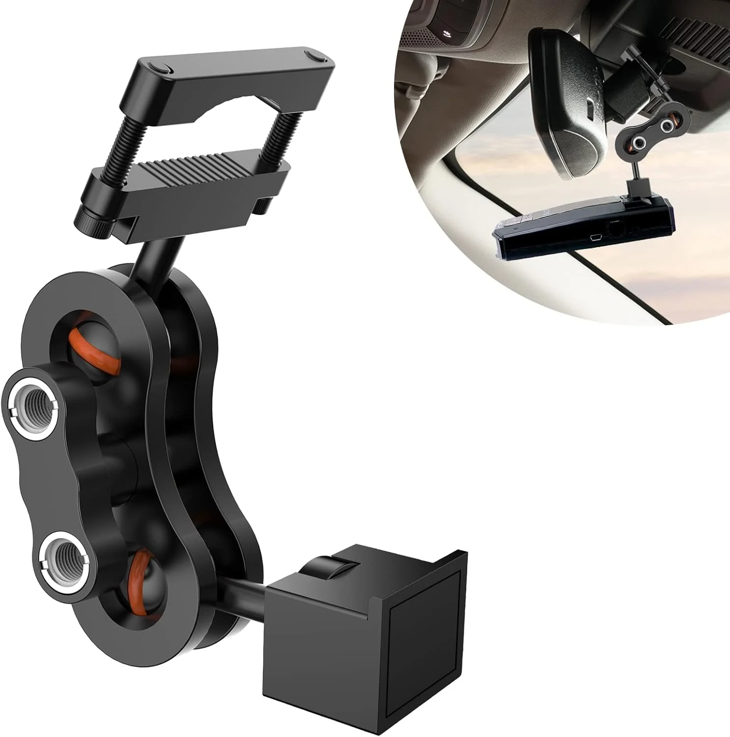 SDSACZMU Radar Detector Mount, Aluminum Rearview Mirror Rod Radar Bracket (EZ Magnet Connection)