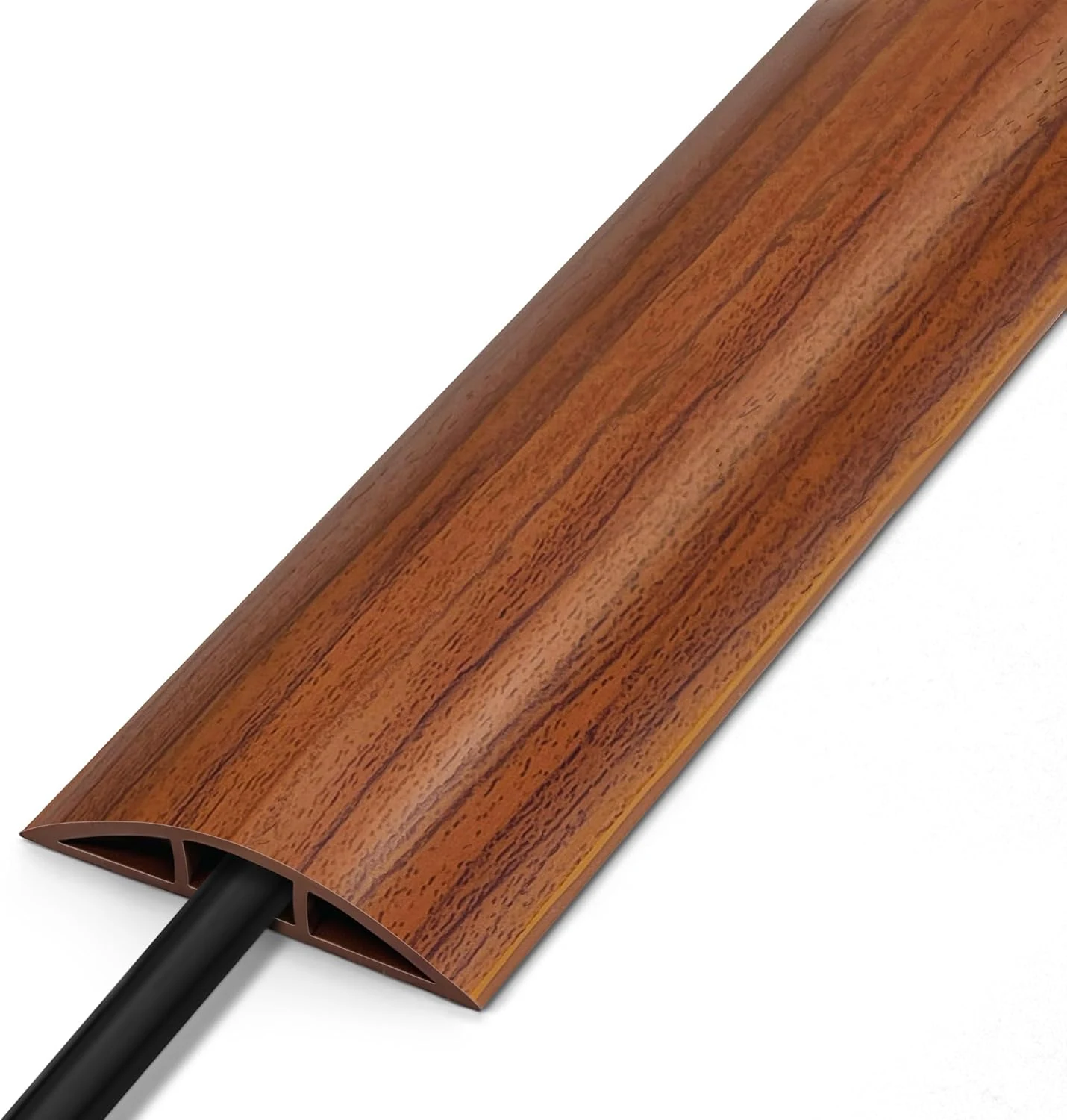 Floor Cord Cover 4FT, Walnut Wood Cord Hider Floor (Soft PVC)