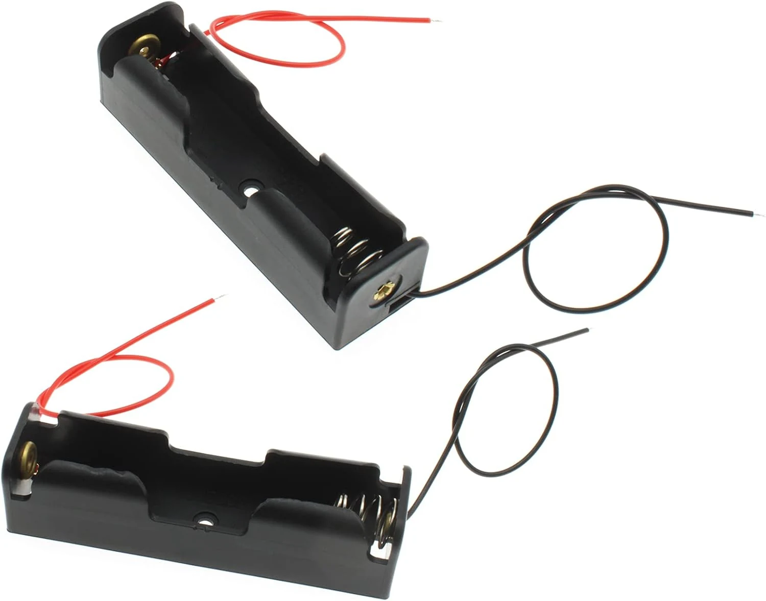 2PCS 18650 Battery Holder with Lead Wire Bundle 18650 Battery Holder 3.7V DIY Battery Storage Boxes Black Plastic Battery Case Kit