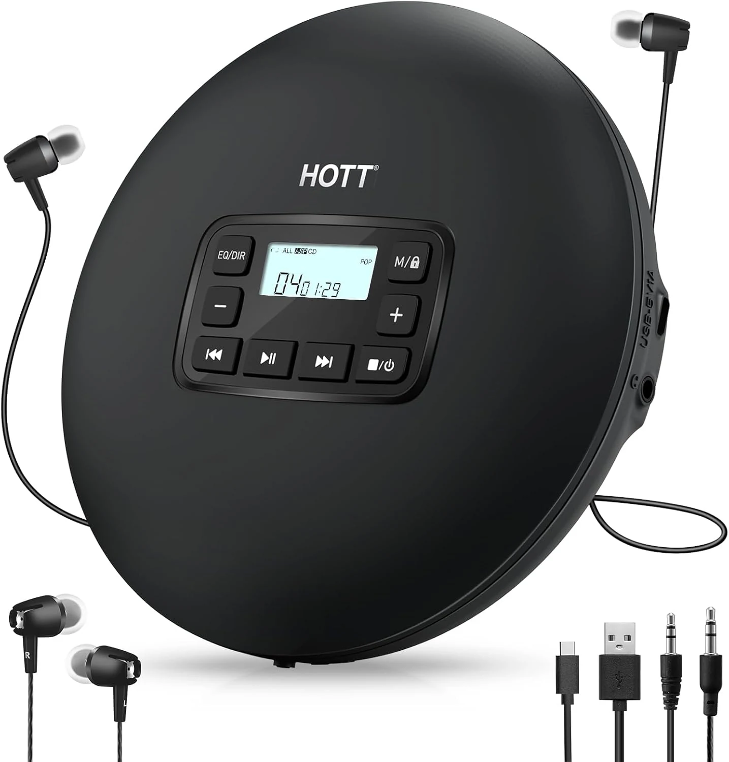 HOTT C204 Basic Portable CD Player with Anti-Skip Protection