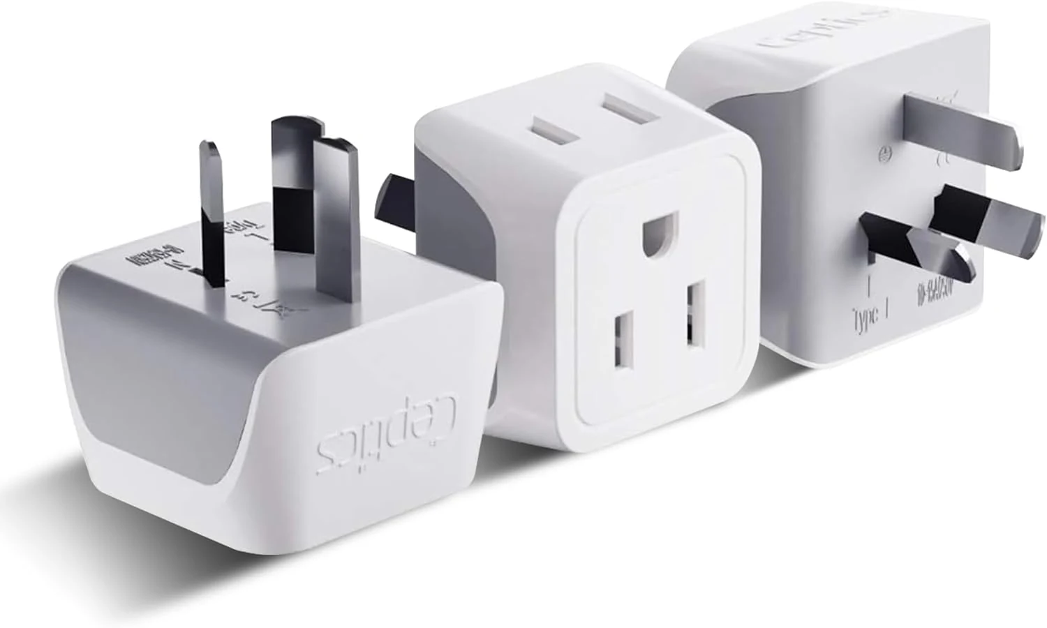 Ceptics Australia Power Plug Adapter, 2 in 1 Type I Plug Adapter (US to Australia, China, New Zealand) - 3 Pack