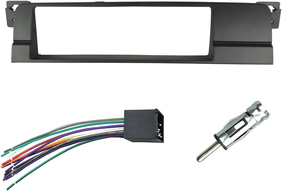 Dash Installation Trim Kit for BMW 3 Series M3 E46 One Din Radio Stereo Panel with Wiring Harness Antenna Adapter