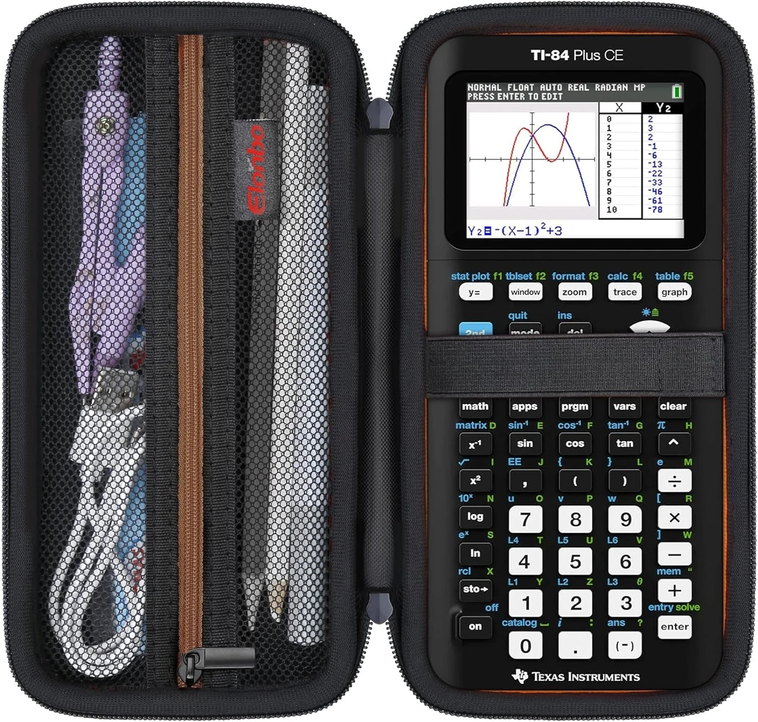 Elonbo Carrying Case for Texas Instruments TI-84 Plus CE/TI-84 Evo/TI-84 Plus/TI-83 Plus/TI-83 Plus CE Color Graphing Calculator, Black