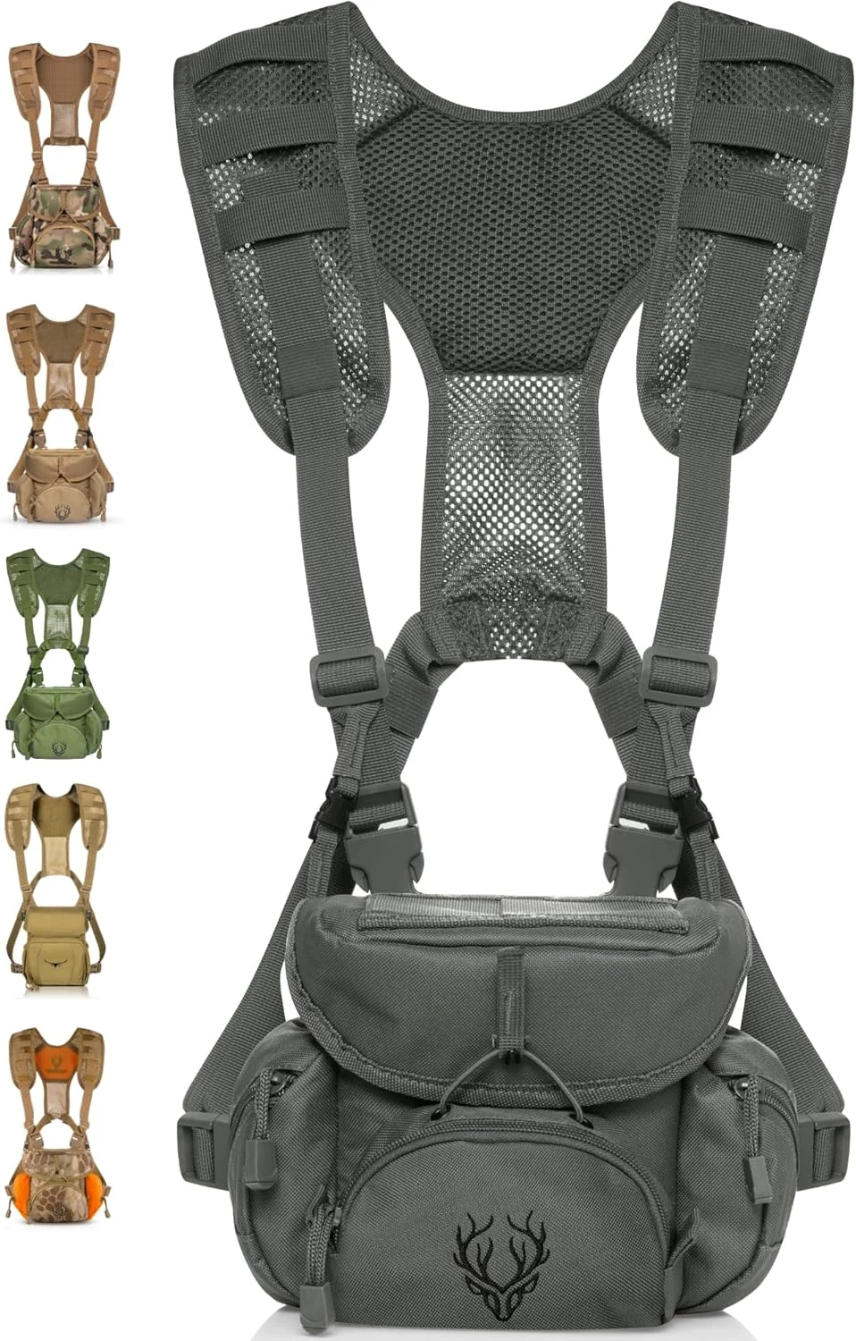 Binocular Harness Chest Pack - Lightweight Hunting Chest Rig with Rangefinder Pouch, MOLLE System Bino Harness