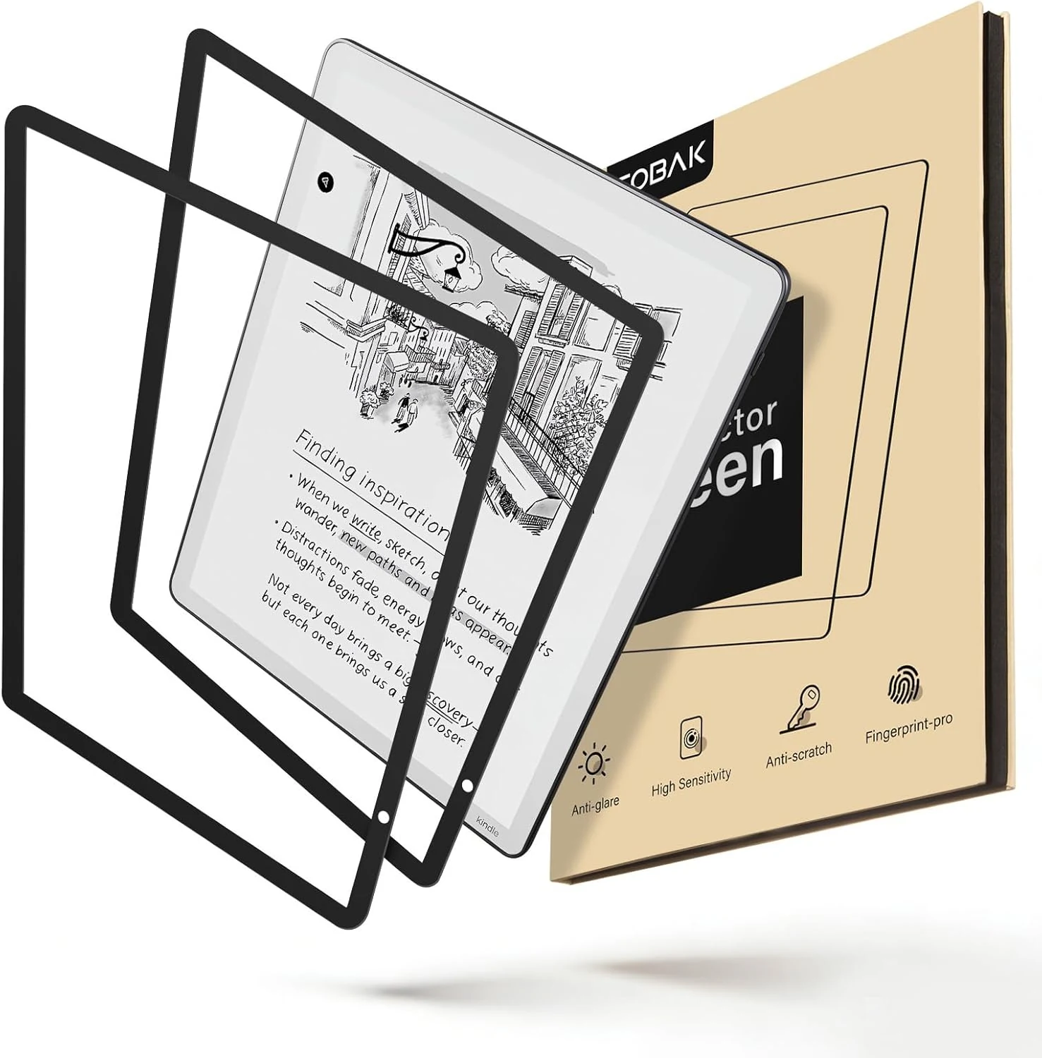 CoBak Paper Feel Writing Screen Protector for 11" Tablet 2025 Kindle Scribe, Acer Iconia V11, TouchPad D10 (2 Pack)