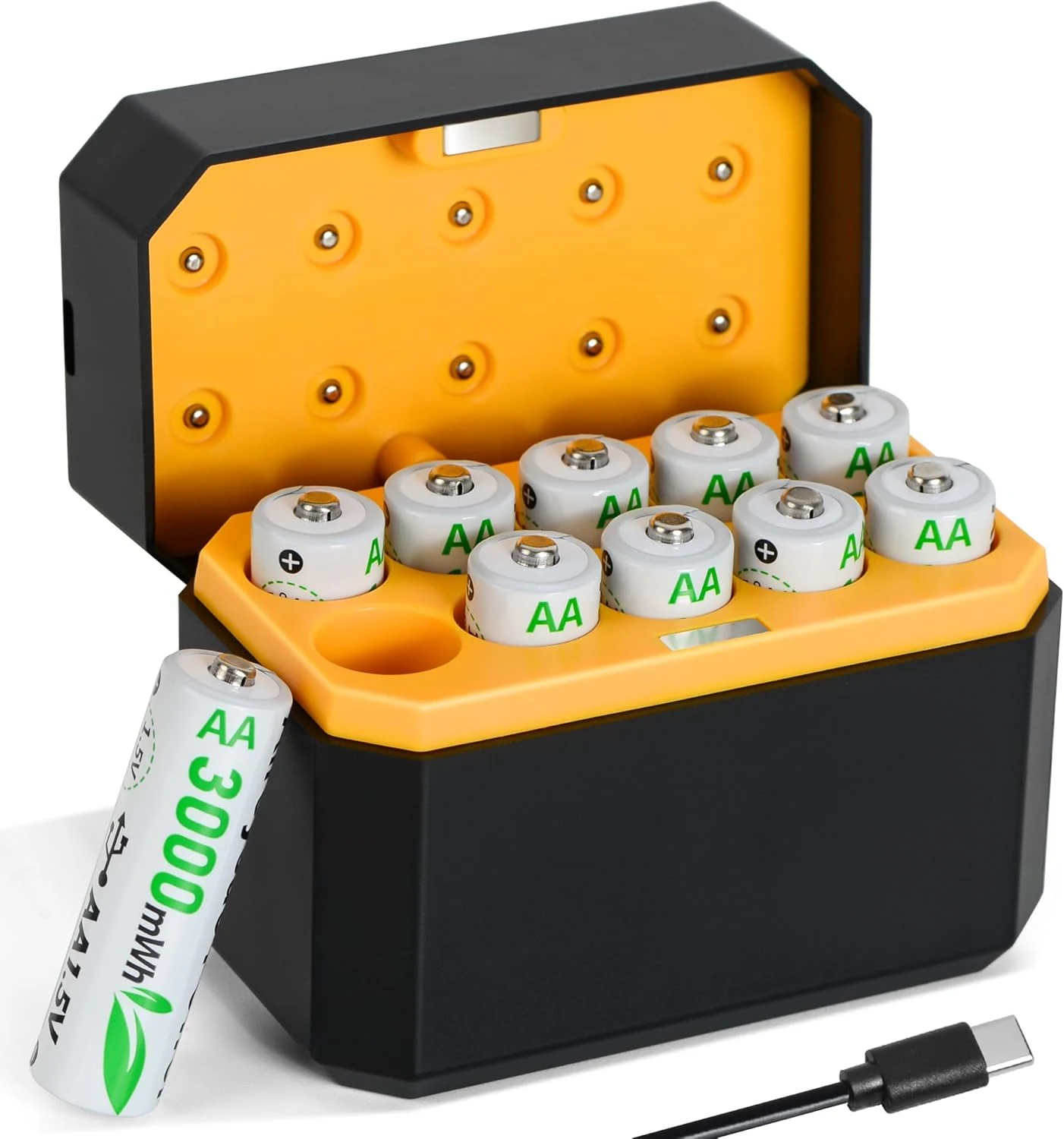 10-Pack Rechargeable AA Batteries Lithium with Charger Station, 1.5V 3000mWh AA Battery Rechargeable
