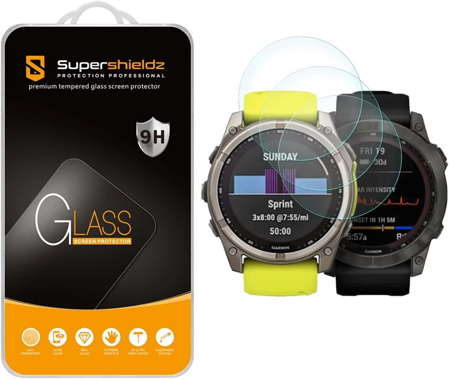 (3 Pack) Supershieldz Designed for Garmin Fenix 8/8 Pro (Solar/Amoled) 51mm / Garmin Fenix 7X/7X Pro Tempered Glass Screen Protector
