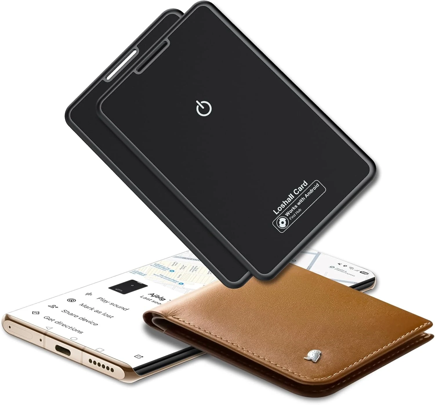2 Pack Wallet Tracker Card for Android Bluetooth Tracker Work with Google Find Hub (Android Only)