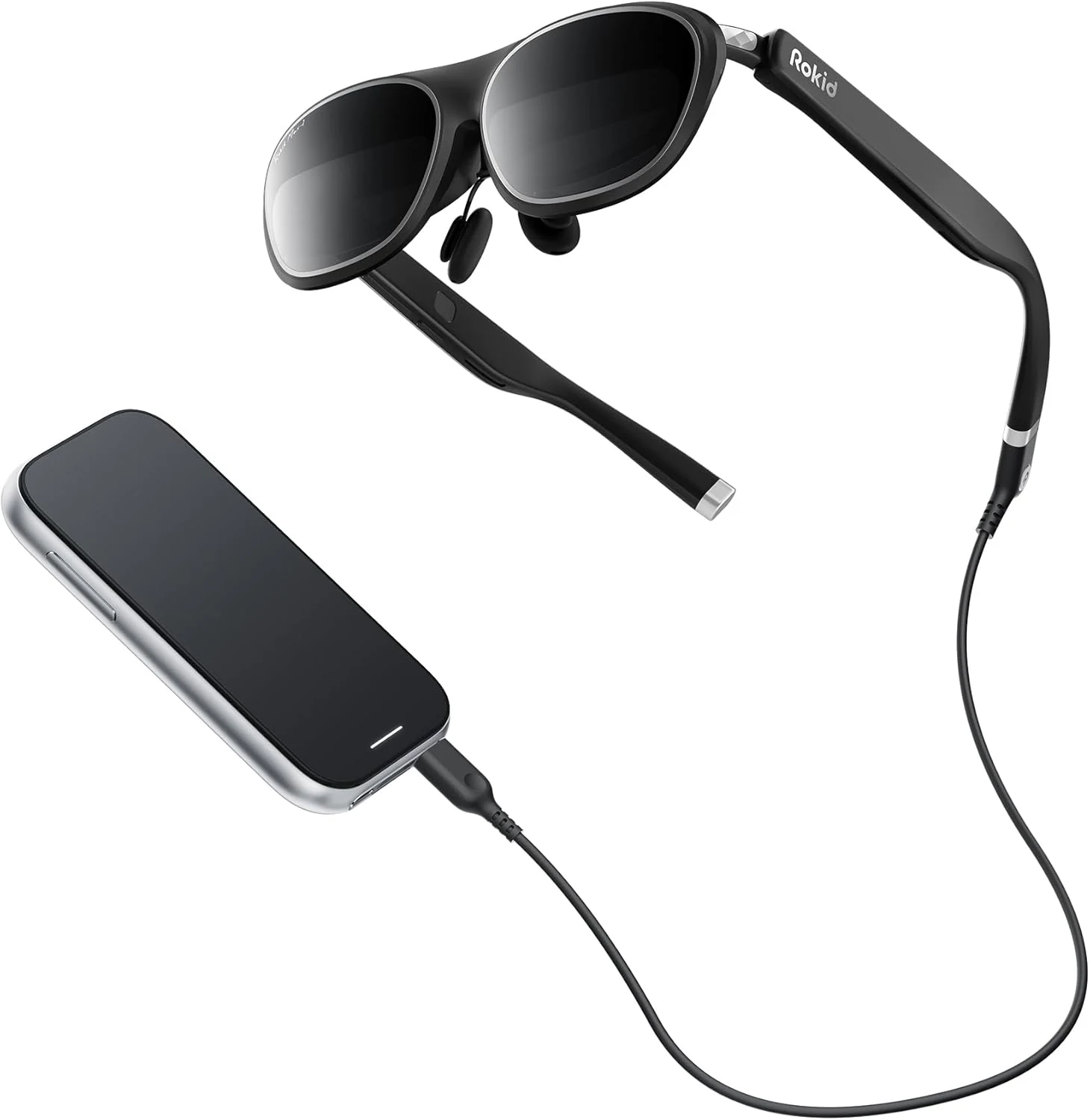 Rokid AR Spatial Video Glasses with 3-Screen Display, Max2 Black AR Glasses & Station2 Spatial Computer with 360" Micro-OLED, 120Hz OLED, 600 Nits