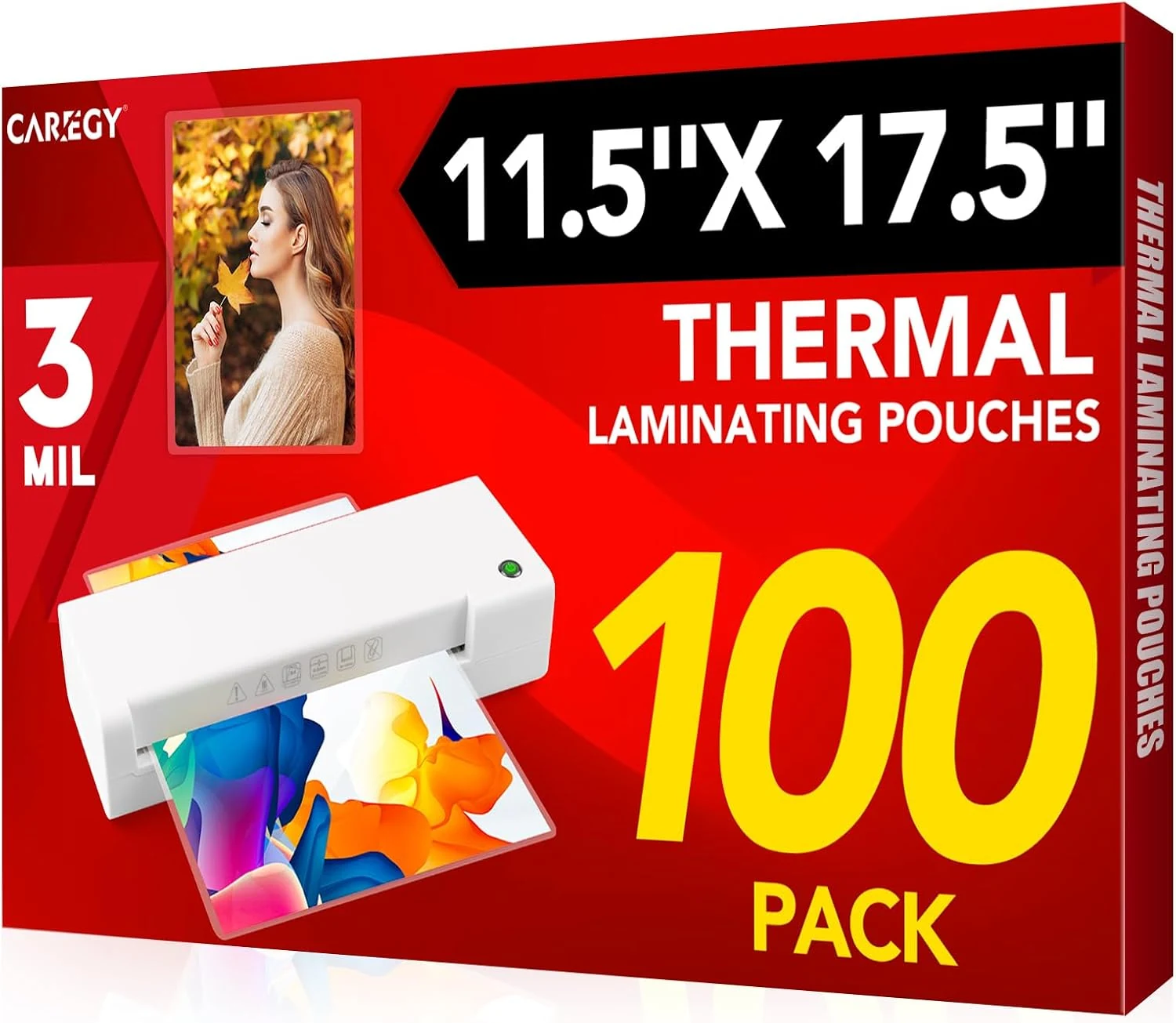 CAREGY 100 Pack Laminating Sheets, Hold 11 x 17 Inch (3 Mil) Clear Thermal Pouches