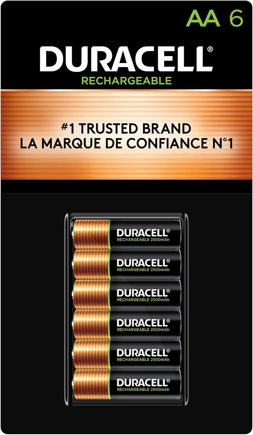 Duracell Rechargeable AA 2500mAh Batteries, 6 Count (Pack of 1)