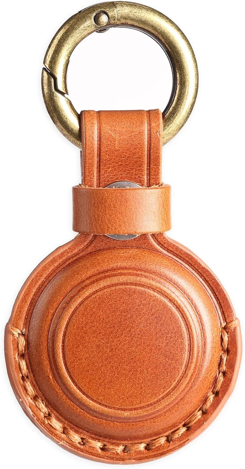 Genuine Leather Keychain Holder Compatible with Airtag 2nd & 1st Gen (Brown V1.0)