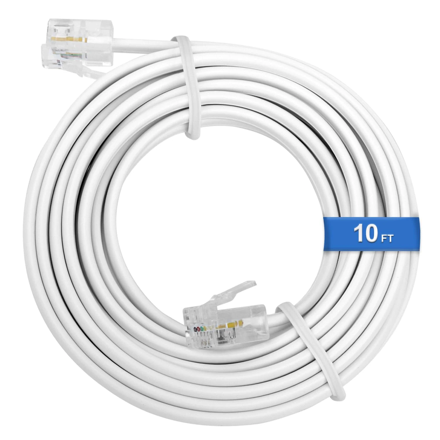 Uvital Phone Extension Line, 10 FT White Telephone Extension Line Cord Cable Wire, RJ11 6P4C Phone Cord for Landline/Fax Machine/Home/Office