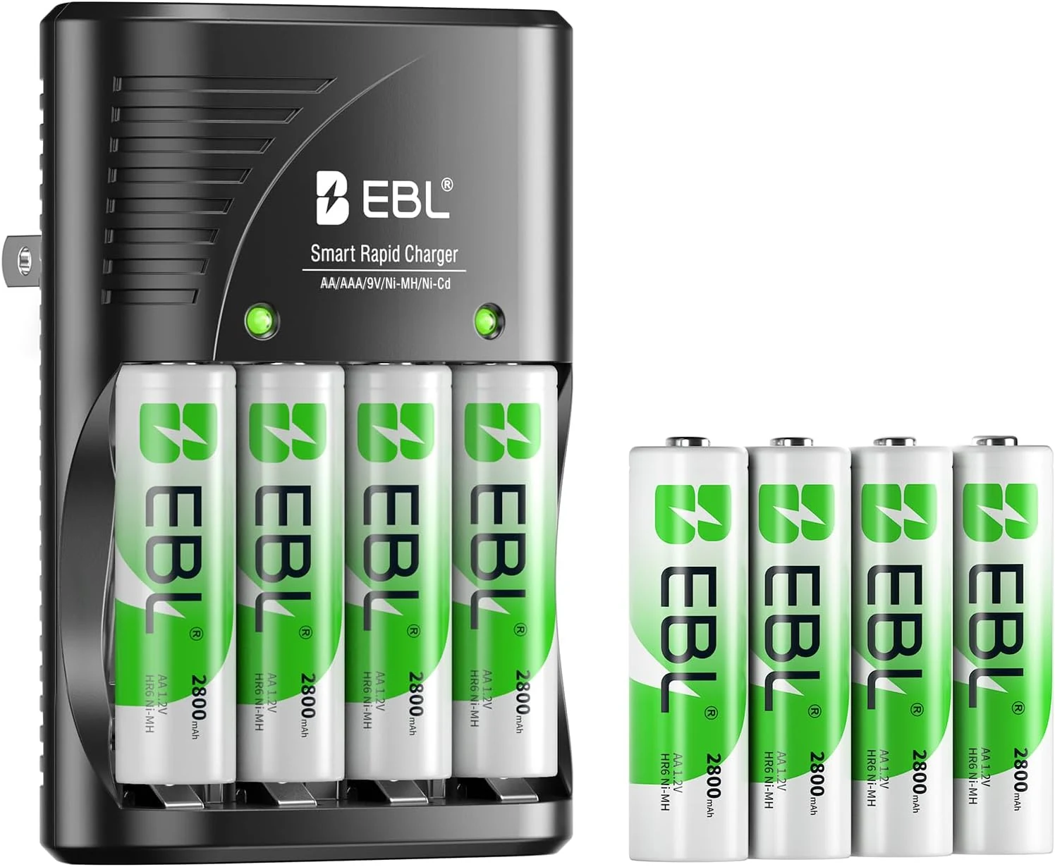 EBL Rechargeable AA Batteries with Charger, 8 Pack Pre-Charged Double review