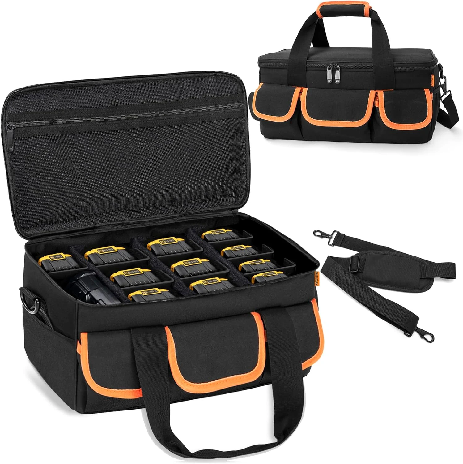 Storage Bag for Dewalt Battery, Tool Battery Carrying Case for Dewalt/Milwaukee/Makita 12V/20V/60V Batteries & Chargers