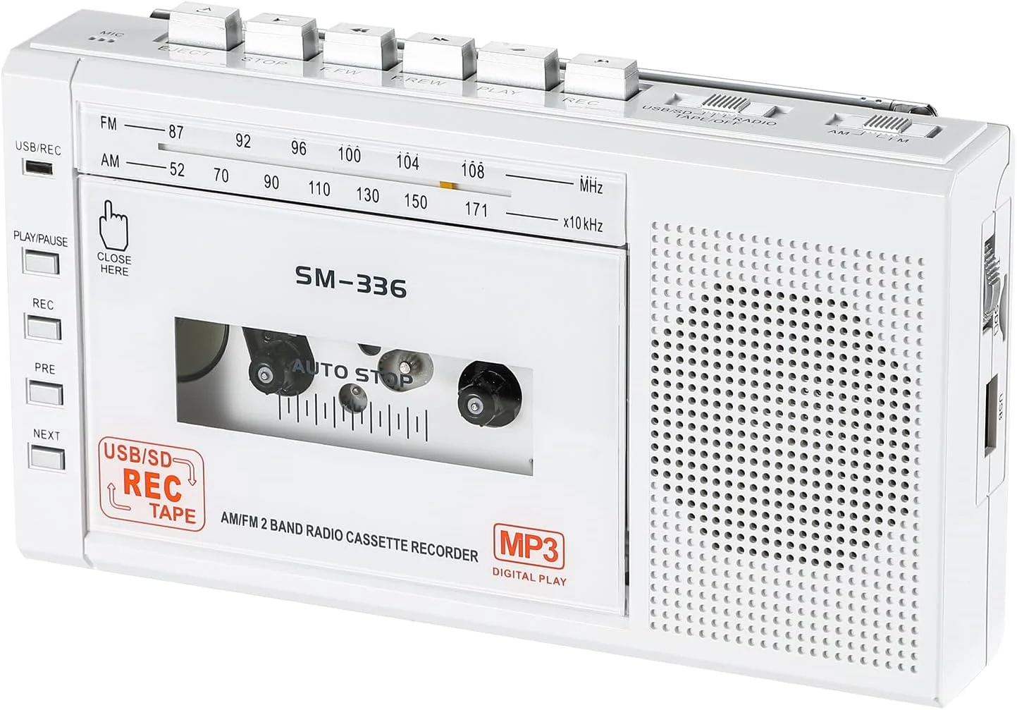 FIOLEES cassette tape player to digital converter via USB/SD card, record to cassette/USB/SD card via mic