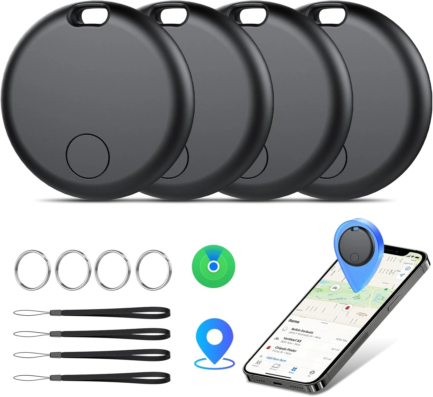 Air Tracker Tags-4 Pack: Smart Bluetooth Tracker, Item Finder Works with Apple Find My (iOS Only) App, weTag mini
